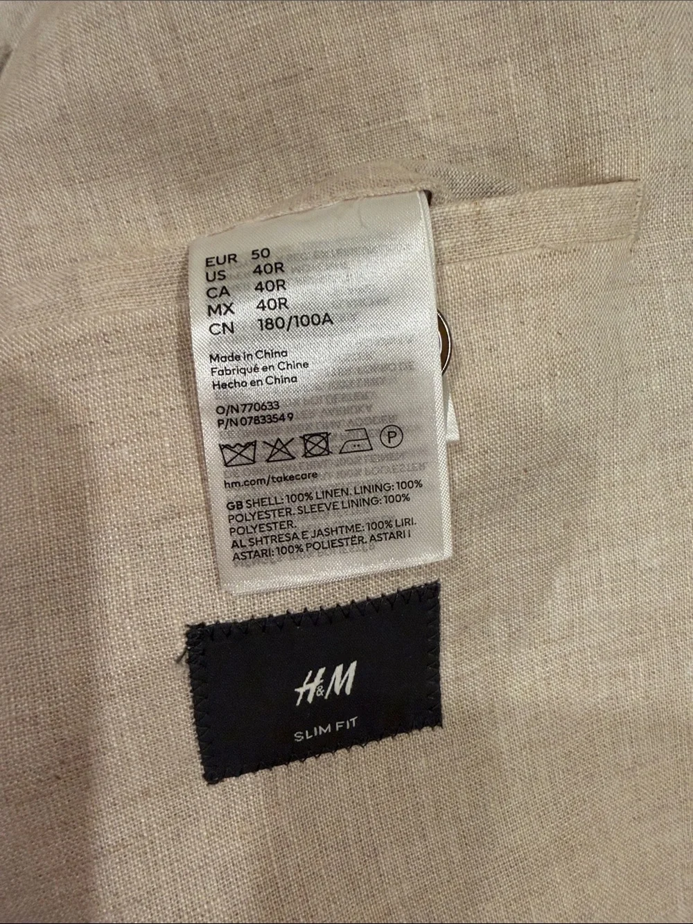 Sand 100% Linen Lightweight Two- Button Blazer & Vest H&M